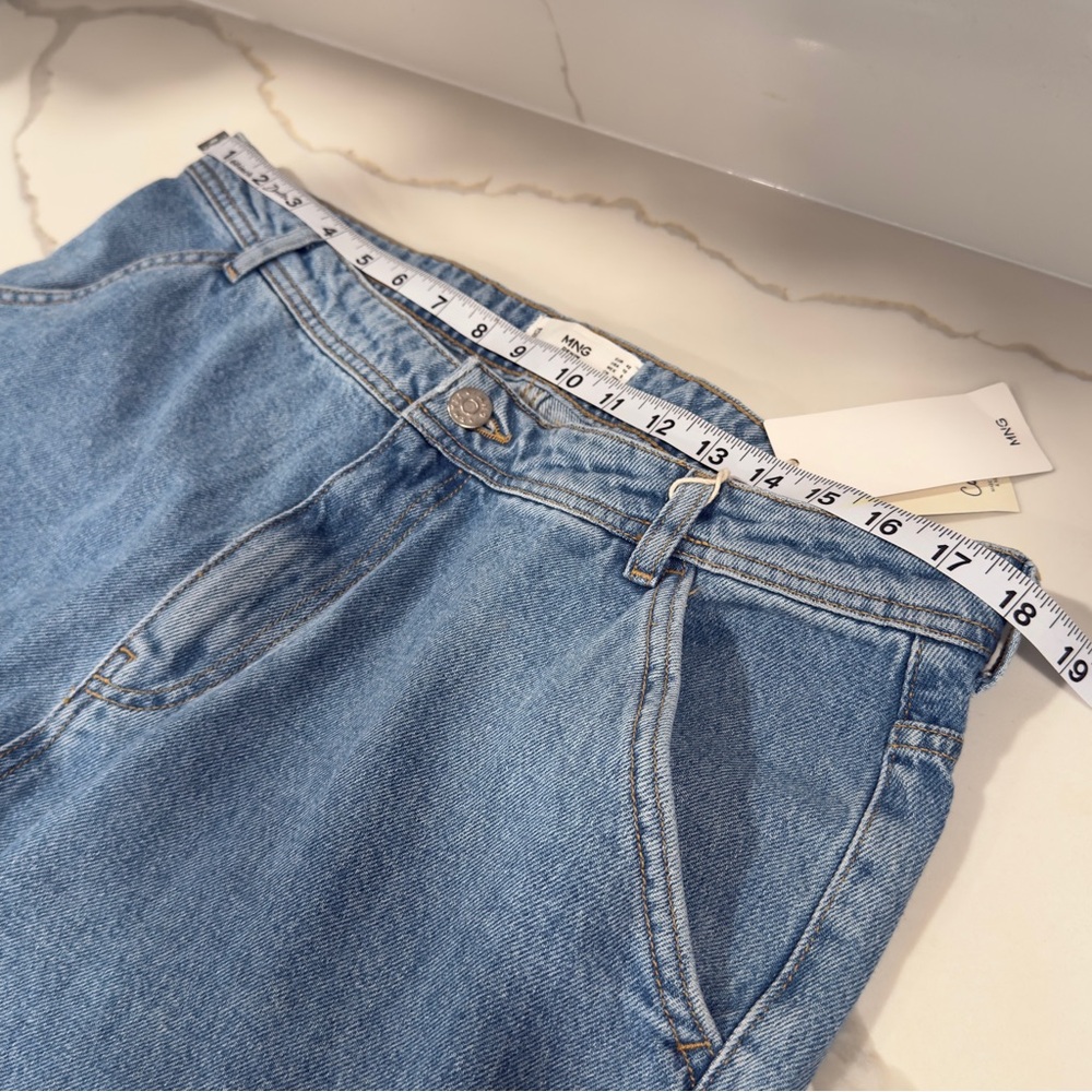 Mango MNG Cargo Jeans Womens 10 Blue Denim Cargo‎ Baggy Grunge Pockets NWT - Picture 11 of 16